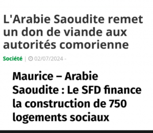 Don de viande pour les Comores et 750 logements sociaux pour l'île Maurice.